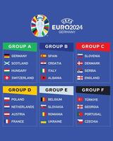 euro 2024 Alemanha grupos bandeiras fita abstrato Projeto símbolo oficial logotipo europeu futebol final ilustração vetor