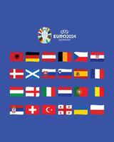 euro 2024 Alemanha bandeiras fita Projeto com símbolo oficial logotipo europeu futebol final ilustração vetor