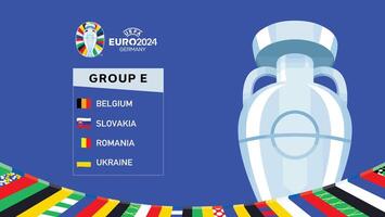 euro 2024 Alemanha grupo e emblema fita Projeto com troféu símbolo oficial logotipo europeu futebol final ilustração vetor