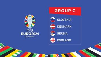 euro 2024 Alemanha grupo c bandeiras Projeto símbolo oficial logotipo europeu futebol final ilustração vetor