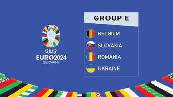 euro 2024 Alemanha grupo e bandeiras Projeto símbolo oficial logotipo europeu futebol final ilustração vetor