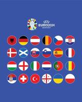 euro 2024 Alemanha bandeiras emblema Projeto com símbolo oficial logotipo europeu futebol final ilustração vetor