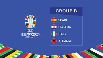 euro 2024 Alemanha grupo b bandeiras Projeto símbolo oficial logotipo europeu futebol final ilustração vetor