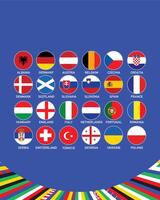 europeu futebol 2024 emblema abstrato Projeto equipes nações símbolo europeu futebol países ilustração vetor