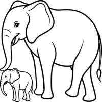 elefante animal coloração Páginas para coloração livro vetor