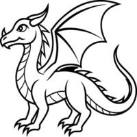 Dragão coloração Páginas. dragões animal linha arte vetor