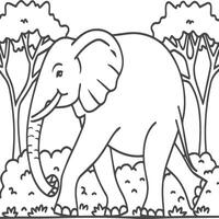 elefante animal coloração Páginas para coloração livro vetor