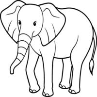 elefante animal coloração Páginas para coloração livro vetor