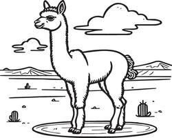 alpaca coloração Páginas. alpaca animal esboço para coloração livro. animais linha arte vetor