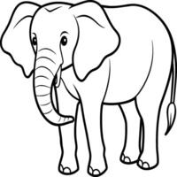 elefante animal coloração Páginas para coloração livro vetor