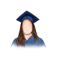 ilustração do menina dentro graduado chapéu, graduação chapéu com pendão vetor