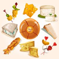 Coleção de desenho de queijo vetor
