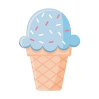 sorvete de cor azul em casquinha vetor