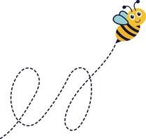 abelha vôo em pontilhado rota. com desenho animado personagem Projeto. isolado ilustração. vetor