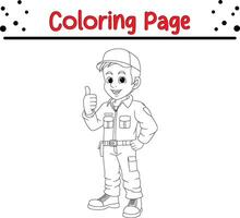 segurança guarda dá polegares acima coloração livro página para adultos e crianças vetor