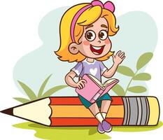 ilustração do bem sucedido e trabalha duro crianças. ilustração do crianças Educação moderno livros vetor