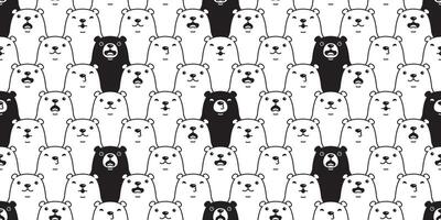 Urso desatado padronizar polar Urso procriar desenho animado telha papel de parede rabisco repetir fundo ilustração Preto branco Projeto vetor