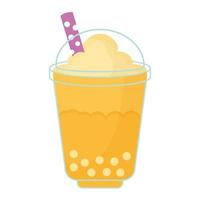 bebida taiwanesa asiática com uma cor amarela e bolhas vetor