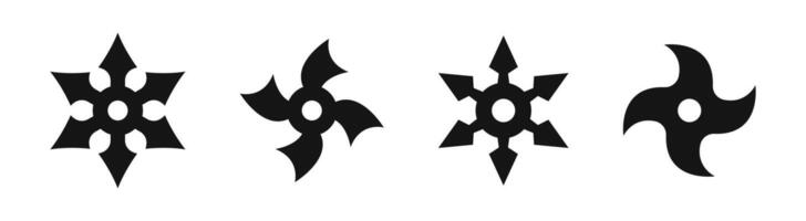 Shuriken ícones. ninja estrelas. vetor