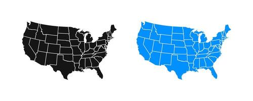 Unidos estados do americano mapa. EUA mapa. americano estados ícones. vetor