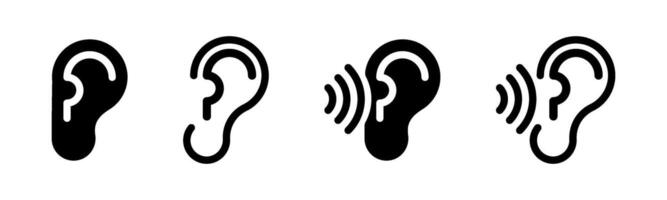 orelha, audição ícone. humano orelha órgão ícone. humano sentido audição. orelha ouvindo ícone. ouvindo símbolo vetor
