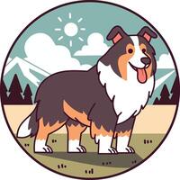 fofa Shetland cão de guarda ilustração vetor