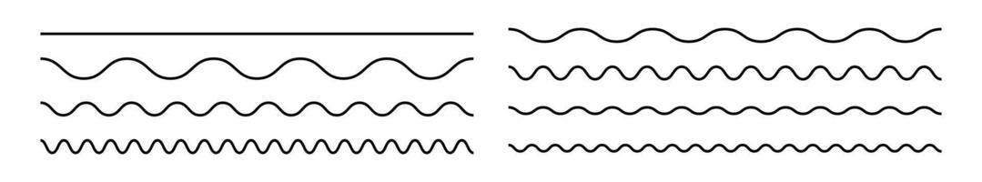 ondulado linhas. conjunto do ondulado horizontal linhas. ondulado ziguezague linhas. ziguezague elementos vetor