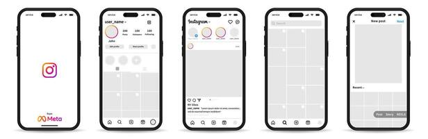 Instagram interface. Instagram modelo. social rede interface. vetor