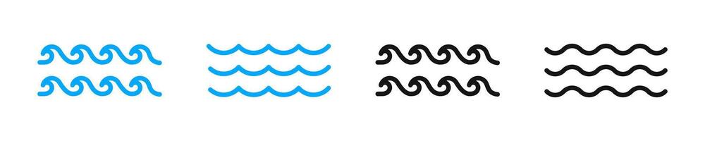 água onda ícones. onda ícone definir. ondas. mar ondas vetor