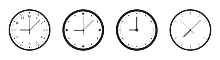 relógio ícone definir. plano relógio ícones. Tempo medição conceito. vetor