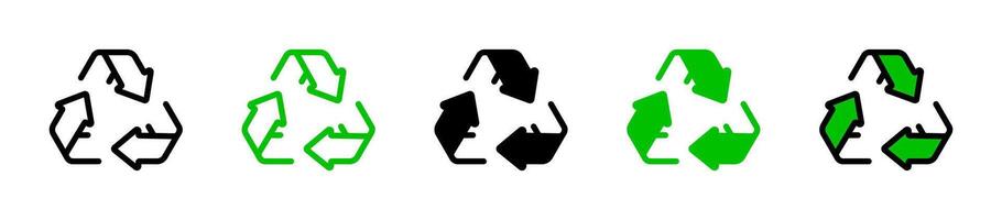 reciclando símbolo definir. reciclar seta ícones. reciclando ícones. vetor