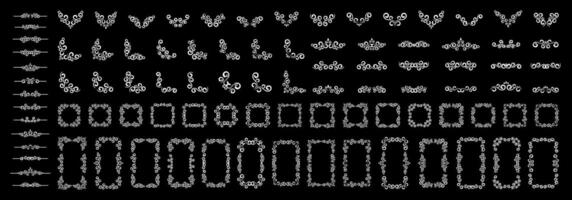 quadros e cantos coleção. enfeite Projeto elementos coleção. vintage enfeite conjunto vetor
