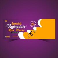 Ramadã Comida cardápio postar Projeto e social meios de comunicação bandeira modelo vetor