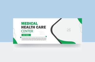 médico cuidados de saúde cobrir e bandeira Projeto modelo vetor