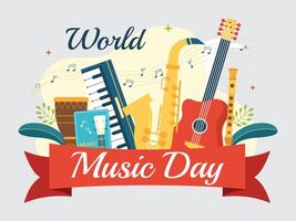 pôster do dia mundial da música vetor