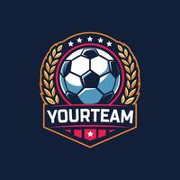 futebol logotipo com bola elemento, elegante futebol logotipo. moderno futebol futebol crachá logotipo modelo Projeto vetor