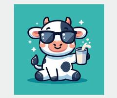 leite dia celebração com desenho animado vaca vetor