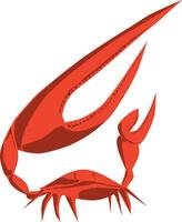 vermelho caranguejo com enorme garra esquemático simples imagem dentro dois cores. ilustração ninja caranguejo com elevado garras sem face sem efeitos em transparente fundo vetor