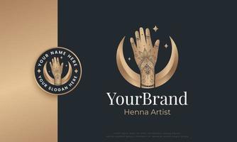 design de logotipo de arte de tatuagem de henna vetor