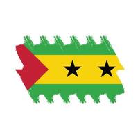 Bandeira de São Tomé e Príncipe com pincel pintado de aquarela vetor