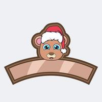 urso cabeça personagem logo, ícone, marca d'água, distintivo, emblema e etiqueta com chapéu de Natal. vetor