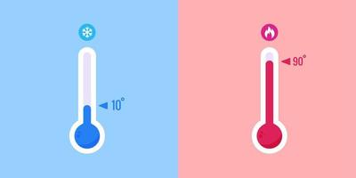 símbolo de temperatura quente e fria. conjunto de sinais de clima de verão e inverno. vetor
