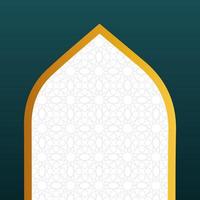 moldura retangular com fundo de ornamento árabe verde e dourado para cartão de convite. ramadan kareem. design moderno da capa. feriado islâmico. modelo de pôster do mês muçulmano no ramadã vetor