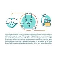 modelo de vetor de página de artigo de cardiologia pediátrica. estetoscópio, eletrocardiograma. folheto, revista, elemento de design de livreto com ícones e caixas de texto. design de impressão. ilustrações de conceito com espaço de texto