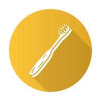 ícone de glifo sombra longa design plano escova de dentes de bambu. material ecológico, reciclável e reutilizável. ferramenta de limpeza de dentes de madeira orgânica. produto para cuidados dentários. escova ecológica. ilustração da silhueta do vetor