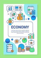 layout de modelo de folheto de economia. produtividade do mercado. folheto, livreto, design de impressão de folheto com ilustrações lineares. layouts de página de vetor para revistas, relatórios anuais, pôsteres de publicidade