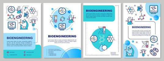 modelo de folheto de bioengenharia. pesquisa de laboratório. folheto, livreto, impressão de folheto, design da capa com ilustrações lineares. layouts de página de vetor para revistas, relatórios anuais, pôsteres de publicidade