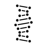 ícone de glifo de hélice de DNA. pontos conectados, linhas. desoxirribonucléico, estrutura de ácido nucléico. cromossoma. biologia molecular. Código genético. símbolo da silhueta. espaço negativo. ilustração isolada do vetor