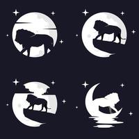 ilustração vetorial gráfico de leão com fundo de lua. perfeito para usar em camisetas ou eventos vetor