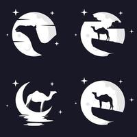 ilustração vetorial gráfico de camelo com fundo de lua. perfeito para usar em camisetas ou eventos vetor